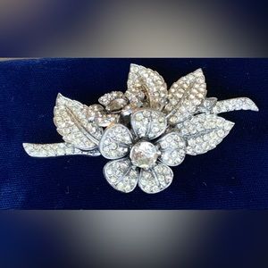 Vintage Gorgeous Czech Crystal Floral Brooch With Two Hallmarks
